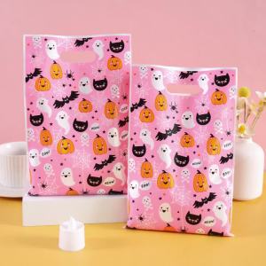 Túi Đựng Kẹo Halloween Màu Hồng 10/20/50 Chiếc Dễ Thương Ma Bí Ngô Goodies Bánh Quy Bao Bì Cho Trick Or Treat Halloween Trang Trí Tiệc