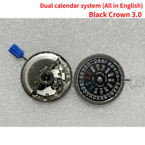NH36 24 Jewels Automatic Movement Crown at 3.0 And 4.5 OClock White/Black Calendar NH36 Watch Parts Stem Set All in English