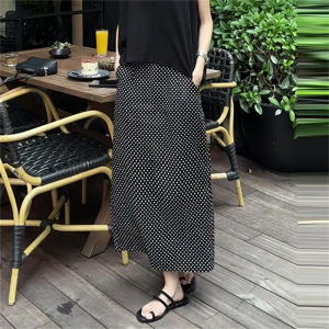 Summer Fashion Ice Silk Thin Sleeveless Womens High Waist Printed Split Half Skirt Set Simple Design Casual Wear Polyester Fiber