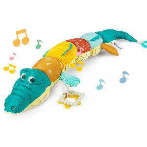 Infant Baby Musical Stuffed Animal Crocodile Activity Soft Toys Multi-Sensory Crinkle Rattle and Textures Cute Tummy Time Toys