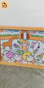 Dotsheep กรอบรูปไม้ สําหรับใส่รูปวาดของเด็ก วาดภาพระบายสี กรอบรูปใส่กระดาษ A4 ** พร้อมที่แขวน (849)