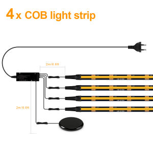 4/6/10Pcs Touch Dimmer COB LED Strip LightRoom Decor 2/3M Tape Wall Lamp Penetrate Wood/Glass Controlfor Acoustic Wall Panel