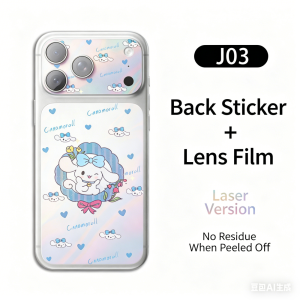 Sanrio | Cartoon Sanrio Phone Back Sticker With Lens Protector Laser Gradient Removable Skin Decal Suitable for iPhone 17 Pro 17 Pro Max