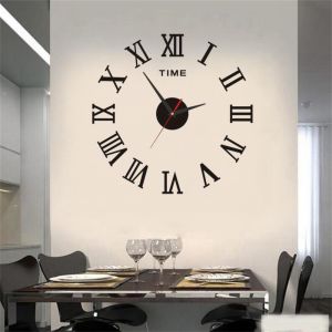 2023 Modern Design Large Wall Clock 3D DIY Quartz Clocks Fashion Watches Acrylic Mirror Stickers Living Room Home Decor Horloge