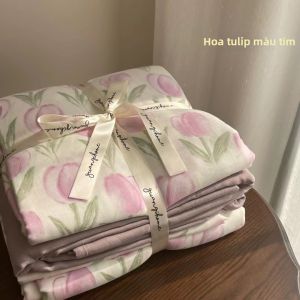 Bộ Đồ Chăn Ga Gối 4 Món Lớp Đôi Bằng Cotton Sạch A-Class