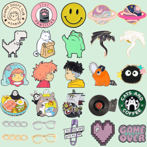 Kartun Miyazaki Anime Totoro Enamel Bros Wajah Tersenyum Hewan Julu Lencana Lapel Logam