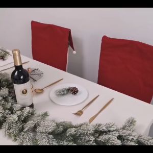 3D Christmas Chair Cover Decorative Washable Home Decoration: Red Santa Claus Hat Christmas Decors for Merry Christmas Party