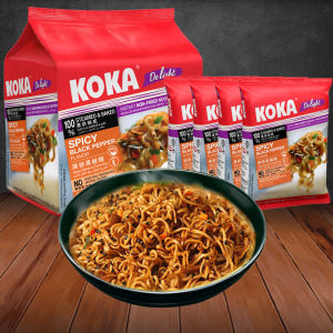 Singapore Koka Delicious Instant Noodles Non-Fried Wet Fishing Black Pepper Ramen Bagged Instant Noodles Internet Celebrity Noodles with Soy Sauce