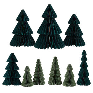 3Pcs Paper Honeycomb Christmas Tree Ornaments for Christmas Celebration and Home Decor