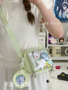 กระเป๋าสะพายข้างขนาดที่สองโปร่งใสสไตล์ญี่ปุ่น INS วิทยาลัยวิญญาณขนาดเล็กสดปริมาณอาหารของผู้หญิงกระเป๋ารูปถัง