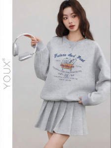 YOUXIANG | Bộ Áo Len Tay Dài Mới Kiểu Với Chân Váy Xòe