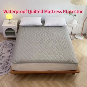 Waterproof Quilted Mattress Cover with Elastic Bands Premium Breathable Bed Cover Machine Washable