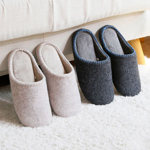 Japanese Style Warm Fleece Slippers Soft Bottom Wooden Floor Silent Indoor Home Anti-Slip Cotton Slippers for Men And Women
