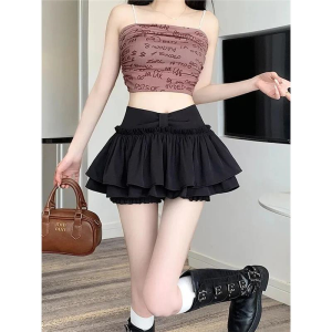 Váy Ngắn Kiểu Bánh Black Cake Quần Áo Công Sở Phong Cách Hàn Quốc Cạp Cao Mùa Hè Mới Cho Nữ Váy Ngắn Chữ a Màu Trơn Gợi Cảm