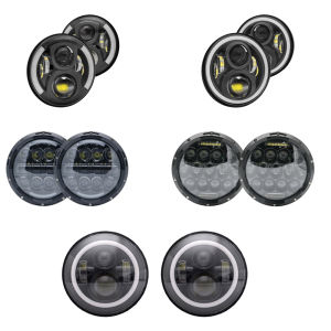 2x7นิ้วไฟหน้าทรงกลมรัศมี4x4 7 สำหรับ MAZDA MX-5 vaz 2101 Lada Niva 7" ไฟหน้า LED พร้อมไฟเลี้ยวสีเหลือง