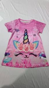 Summer Girl White Short Sleeve Princess Dress Short Sleeve Kids Unicorn Party Baby Dresses Children Clothing 2-8Y Birthday Gifts