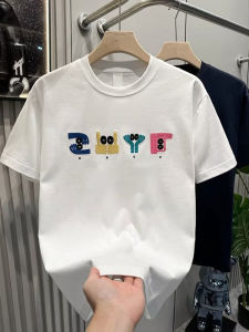 Áo Thun Nam Tay Ngắn Cổ Tròn Thêu Mùa Hè Thường Ngày Thời Trang Hợp Thời Trang Cotton Trẻ Trung Thường Ngày Chống Bong Bóng