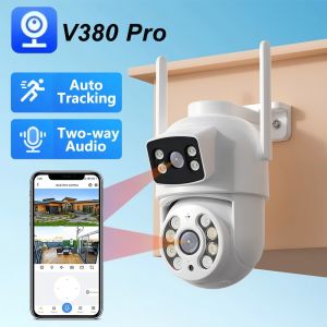 V380 Pro Dual Lens CCTV Camera Connect Cellphone IP66 Waterproof Outdoor CCTV Camera Auto Tracking Infrared Night Vision