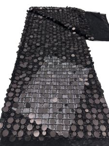 5Yards African Bridal Lace Fabric with Sequins Beaded Embroidery High Quality French Tulle for Wedding Groom Nigerian Style
