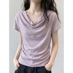 V.C.I | Purple Ruffled Short Sleeve T-Shirt