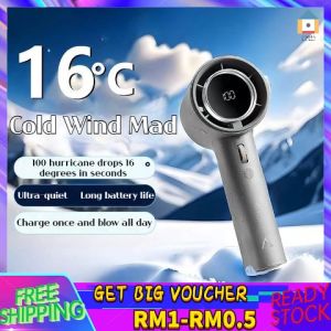 【Malaysia Spot Sale】Mini Fan Rechargeable Portable 6000mAh Air Cooler Handheld Jet Fan Strong Wind 100 Gear Wind Speed Metal Body Digital Display