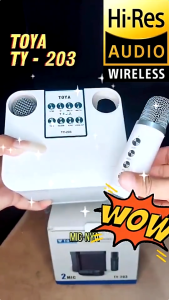 Speaker mic bluetooth karaoke bass 2mic Speaker Bluetooth 5.3 Set Salon Super Bass HD Sound Quality 4.0 inci/10W YS-203