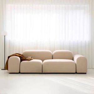 Nordic Modern Minimalist Sofa Three-Seater Fabric Bread Block Module Combination Living Room Furniture for Small Spaces