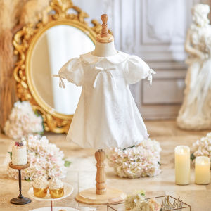 Girls Birthday Wedding Dress Thin Summer One Year Old Baby Girls Dress Floral Girls Hanfu White Princess Skirt Childrens Clothing