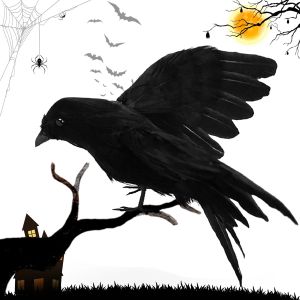 Simulation Halloween Black Raven Crow Natural Prop Scary Pest Repellent Control Pigeon Repellent Raven Decoration Party Supplies