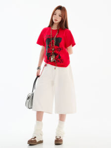 White Wide Leg Straight Tube Jeans Womens Spring Summer New Style Small Size Elegant Loose Slimming over Knee Mid-Length Pants