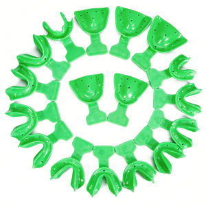 17pcs/set Dental Edentulous Jaw Impression Trays Old Aged Frame Cut Back 1 Set Dental Plastic Impression Tray Dental Equipment