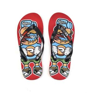 Sandal Jepit Distro Sandal Jepit Cloth Sandal Jepit Pria Wanita RELICA BURGER HITAM