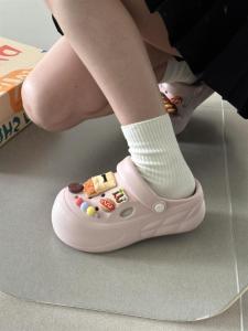 Womens Thick Bottom EVA Anti-Slip Odor-Resistant Clog Shoes Summer Beach Sandals Silent Head Cover High-End Sensation