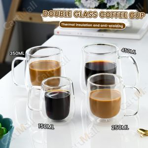 Glass Coffee Cup Beverage Cups Heat-resistant Milk Tea Mug 150-450ml