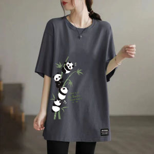 Casual Loose Fit Mid-Length Short-Sleeve Pure Color T-Shirt for Middle-Aged And Elderly Women Fashionable Brand Womens Clothing