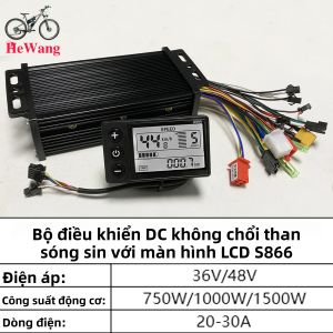 Bộ Điều Khiển Động Cơ Không Chổi Than Sóng Sin 36V 48V 30A Cho Xe Đạp Điện Với Màn Hình LCD S866 Dành Cho Xe Đạp Leo Núi Điện Xe Tay Ga Tùy Chọn 750W-1000W-1500W