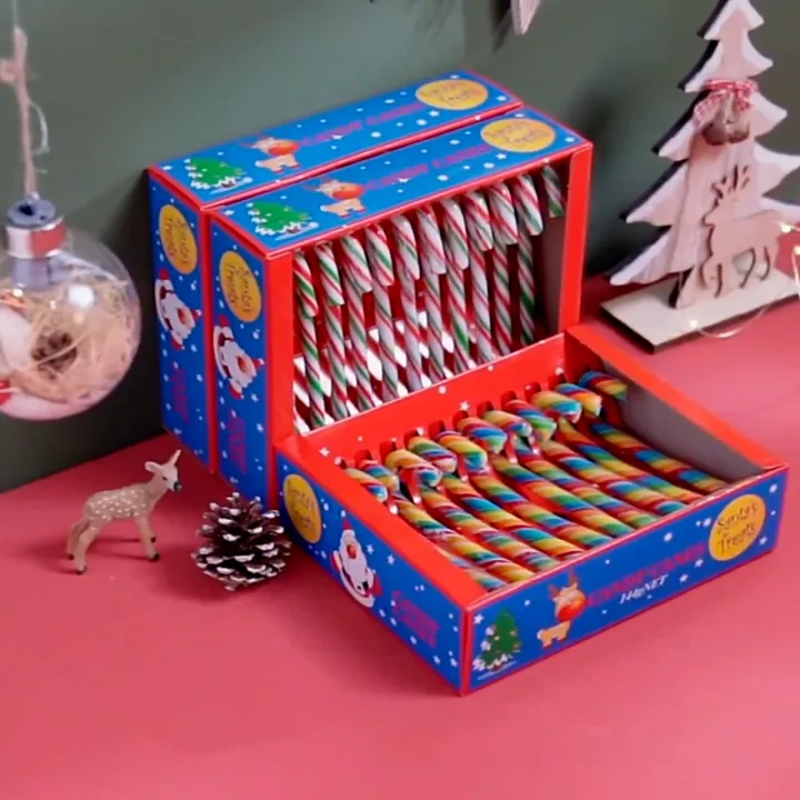 [SG Stock]🎄Christmas candy rainbow mini fruit lollipop fruit cane candy ...