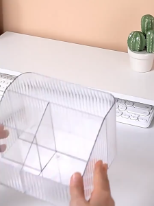 Khay Hộp Nhựa Trong Suốt 3 & 4 Ngăn Đựng Mỹ Phẩm Đồ Trang Điểm VPP Để Bàn Sang Trọng Ngăn Nắp và Tiện Lợi