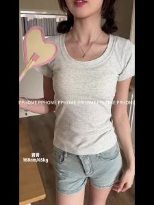 Áo Thun Co Dãn và Tôn Dáng Cổ Chữ U Tay Ngắn