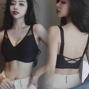 Sports Bra Womens Backless U-Shape Thin Running Shockproof Nylon Fabric Full Cup No Steel Ring Fixed Strap Bra for Young Women