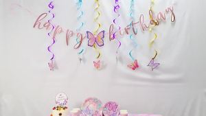 Bộ Đồ Dùng Giấy Dùng Một Lần 20 Món Chủ Đề Mạng Nhện Hồng Cho Bữa Tiệc Sinh Nhật Gồm Đĩa Ăn Rèm Hoa Mưa Xoắn Ốc Treo