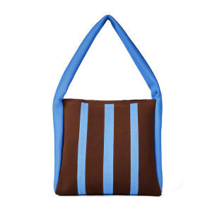 Large Capacity Striped Tote Bag Womens Fashion Trend Shoulder Bag Commuter New 2024 Star Qian Soft Handle Magnetic Buckle