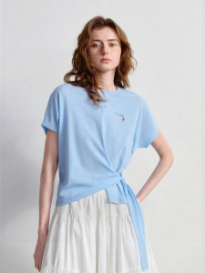 Toyouth | Asymmetrical Crossed Strap Loose Sleeve Letter Sea Star T-shirt