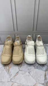 Sneakers Highsole Tinggi 4.5cm Khaki White 36-40 Sepatu Casual Shoes Kekinian Fashion Wanita Korea DG6094