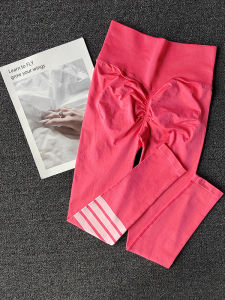 High-Waist Womens Sporty Butt-Lifting Tight Pants Quick-Dry Breathable Running Training Fitness Trousers Yoga Nine-Piece Pants