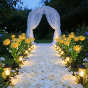 Solar Flower Light Outdoor Waterproof Garden Lighting for Wedding Christmas Halloween Birthday Pathway Courtyard Decoartion