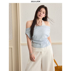 JULULOOK | Áo Thun Dạng Giả Hai Mảnh Sọc Dây Kéo Cho Người Béo