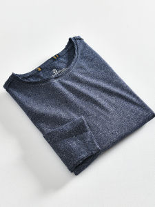 เสื้อยืดคอกลมแขนยาวผ้าผสมคอตตอนสำหรับผู้ชาย แฟชั่นฤดูใบไม้ร่วง ระบายอากาศได้ดี เสื้อชั้นในลำลองสำหรับผู้ชาย