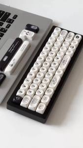 Happy Daily Life Keycaps Beige MOA Dye Sub PBT Keycap Sets Cute Round Cartoon Key Cap For MX Switch Mechanical Keyboard
