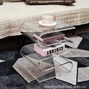 Scandinavian Luxury Cream Simple Transparent Side Table Bookshelf